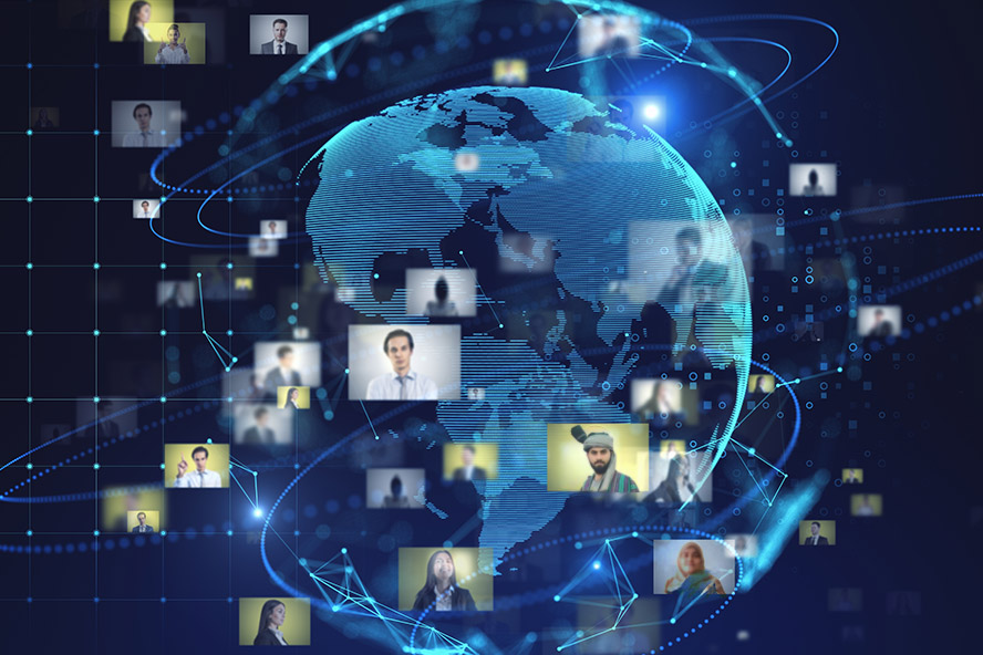 Professionals collaborating and networking